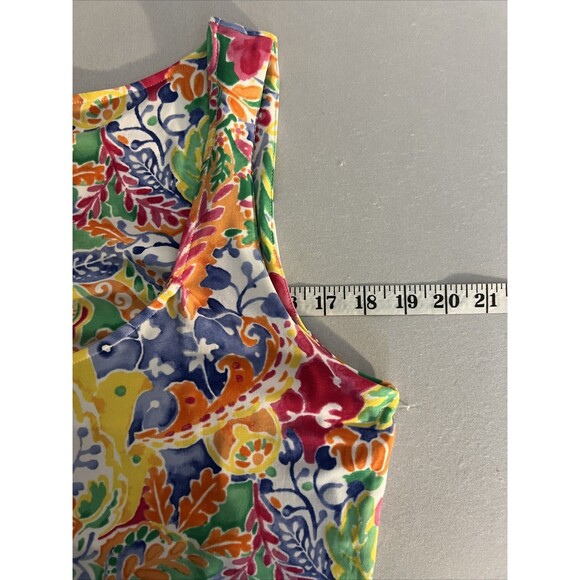 Lauren Ralph Lauren Dress Womens Large Fit Flare Hawaiian Beach Stretch - Picture 6 of 9